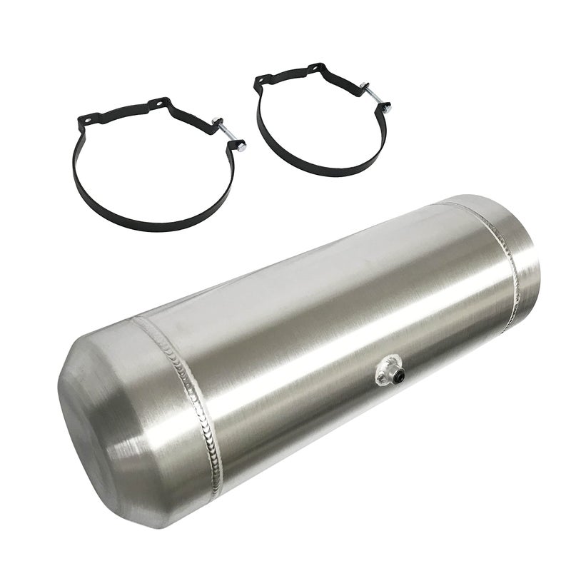 JSD AUTO PARTS خزان وقود ألمنيوم بسعة 5 جالون مع ملحقات، الأبعاد الكلية 8" × 24"، خزان دائري 1/4" NPT - Image 1